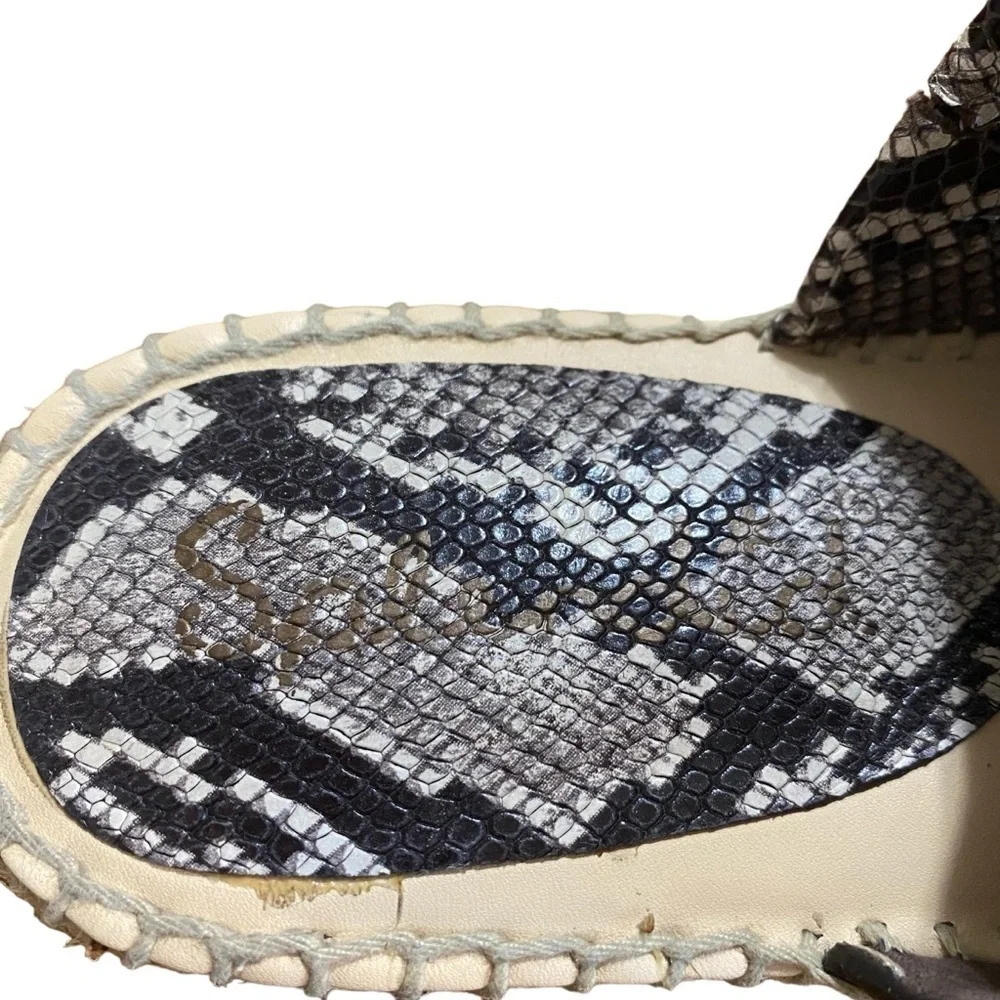SPLENDID - SNAKESKIN SLIDES /‎ ESPADRILLES / MULE - DARK BROWN & TAN - S6
